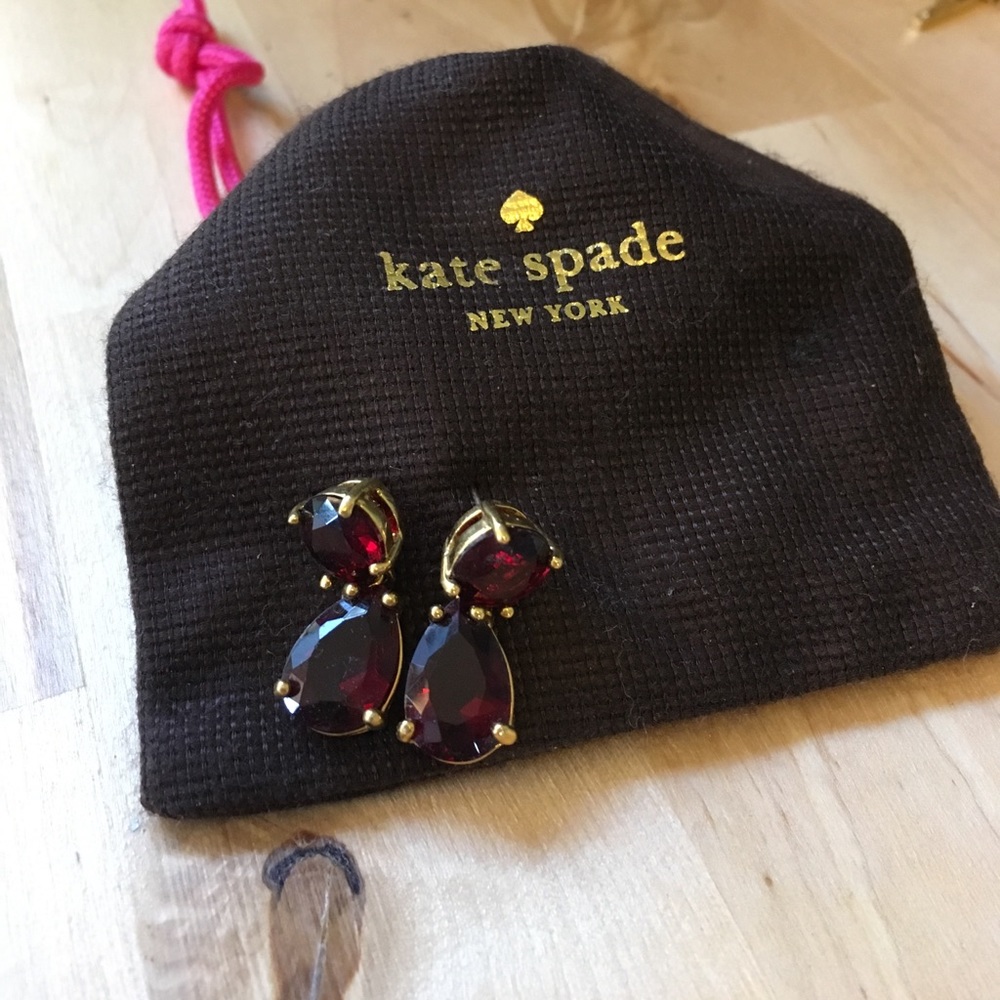 Kate Spade red and gold drop earrings